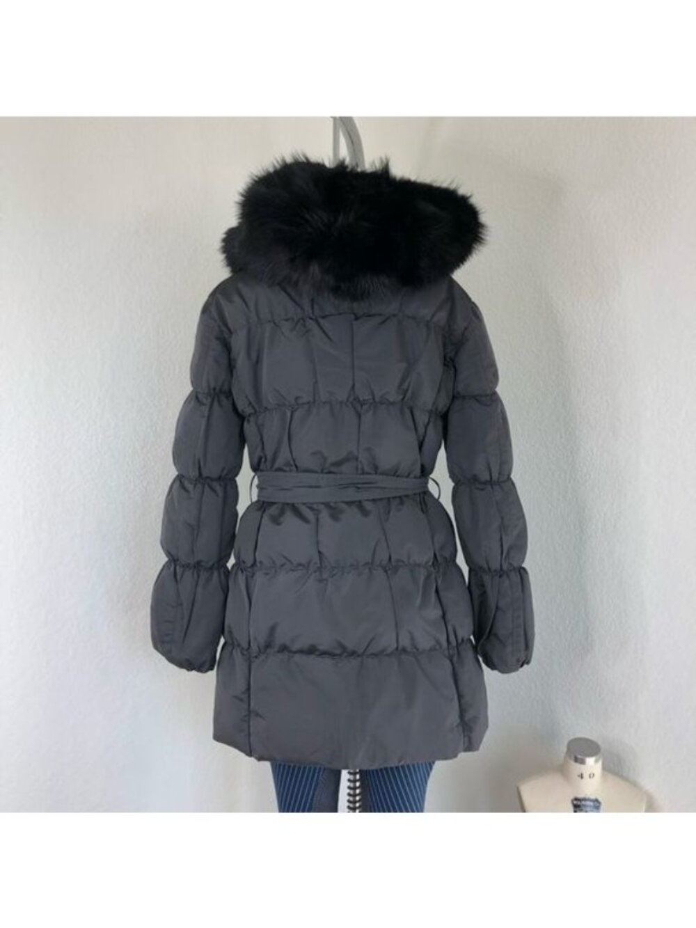 PRADA Down Puffer Belted Coat Raccoon Fur Hood Jacket - Picture 3 of 16